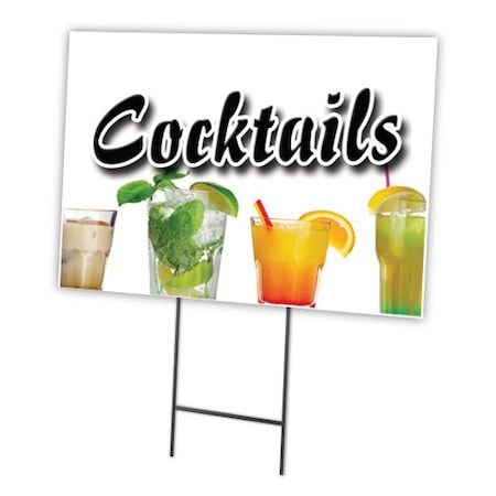 Signmission Cocktails Yard Sign & Stake outdoor plastic coroplast window, C-1824 Cocktails C-1824 Cocktails